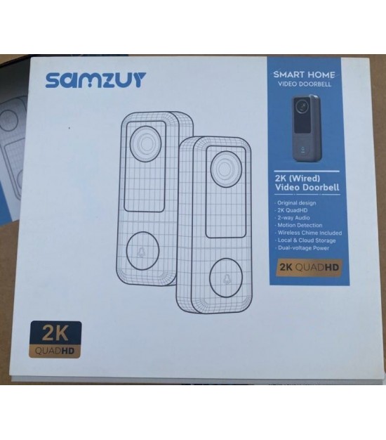 SAMZUY Wired 2K Ultra HD Video Doorbell Camera with Chime. 1000 Units. EXW Los Angeles 